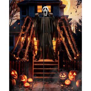 Halloween Flying Scarecrow Ghost with Metal Pole, Large Scary Spooky